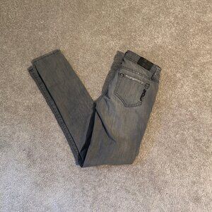 Genetic Denim The Shane Grey Ash Low Rise Distressed Skinny Jeans Sz 28 (31x33)